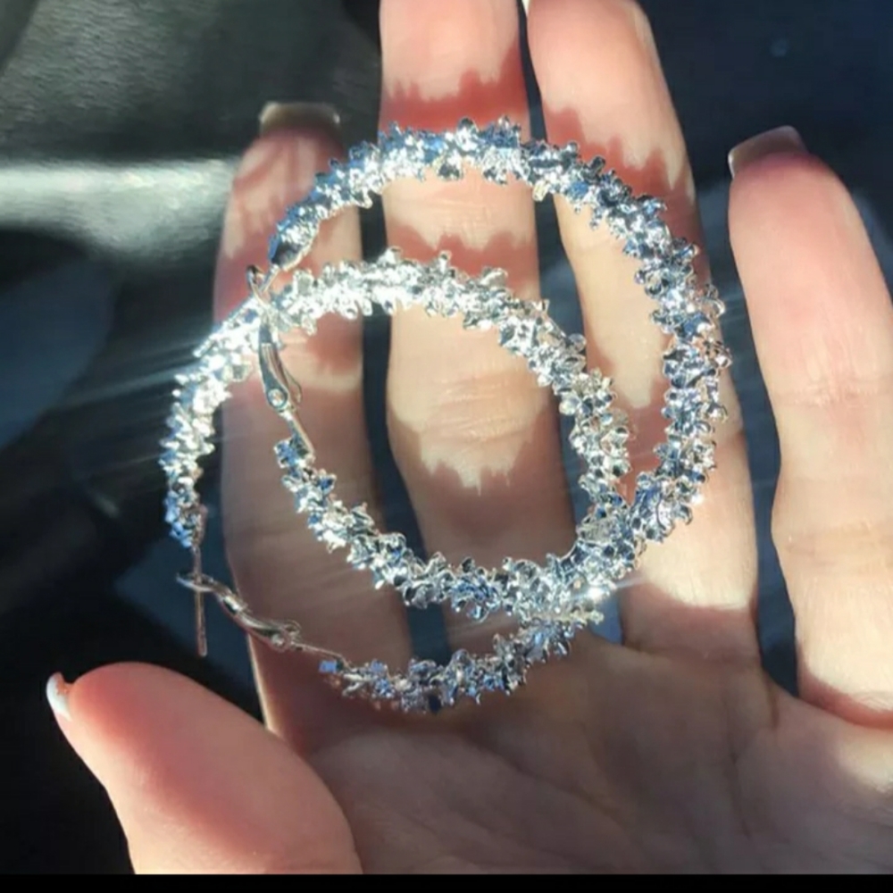 Silver Hoop Earrings - Picture 2 of 2